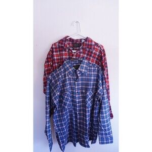 [BUNDLE] Vintage 60’s JCPenney Red & Blue Plaid Button-Up Cotton Flannels Mens L
